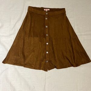 Camel Faux Suede Skirt